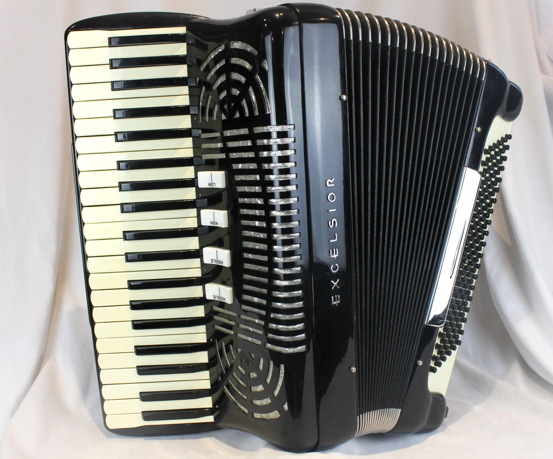 6313 - Black Excelsior OO Double O Made in USA Piano Accordion