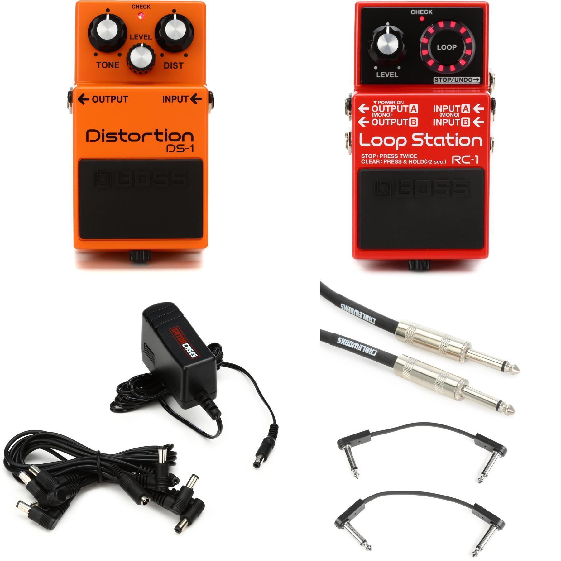 Boss RC-1 Loop Station Looper and DS-1 Distortion Pedal Pack with
