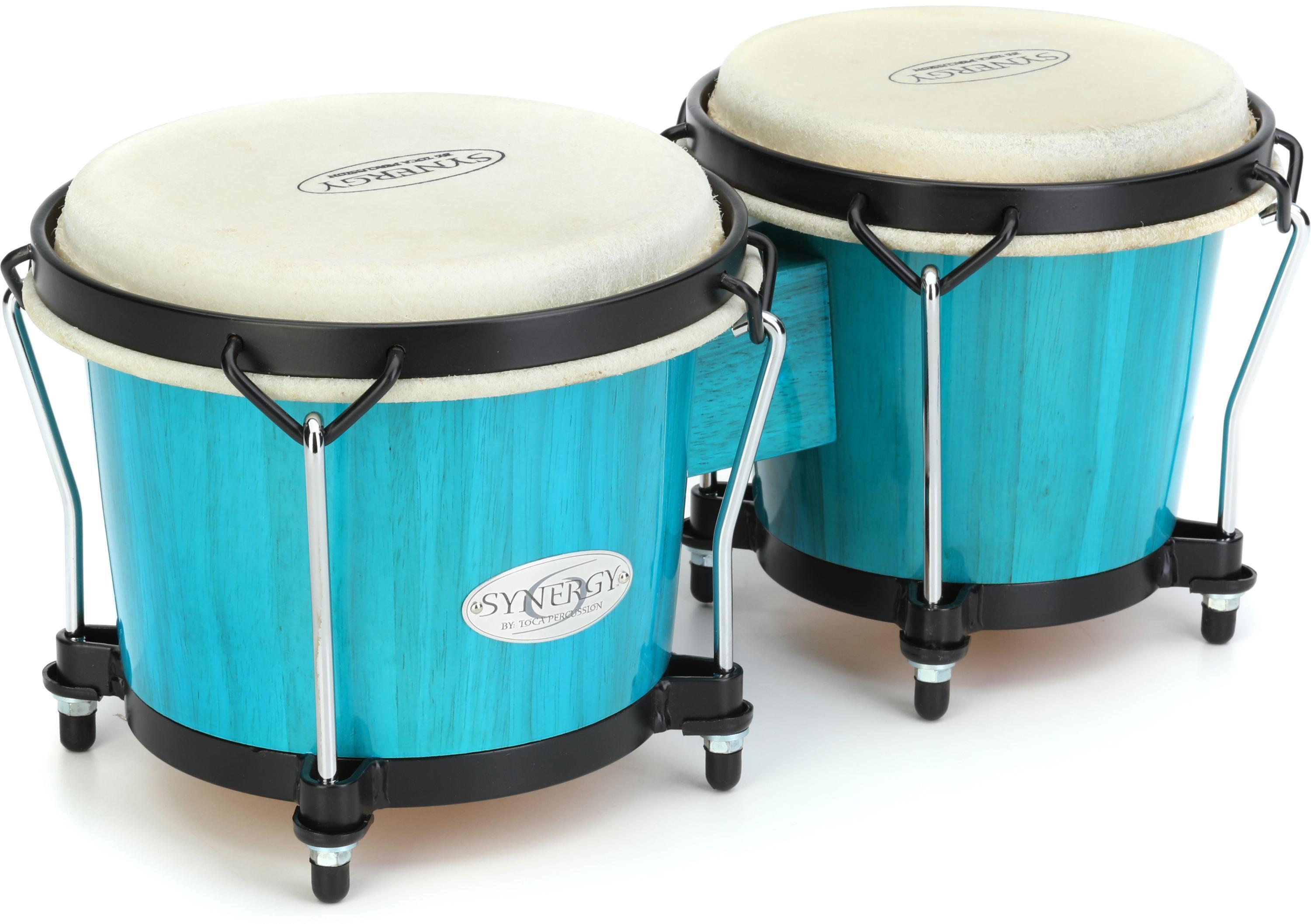 Toca Percussion Synergy Wood Bongos - Bahama Blue | Sweetwater