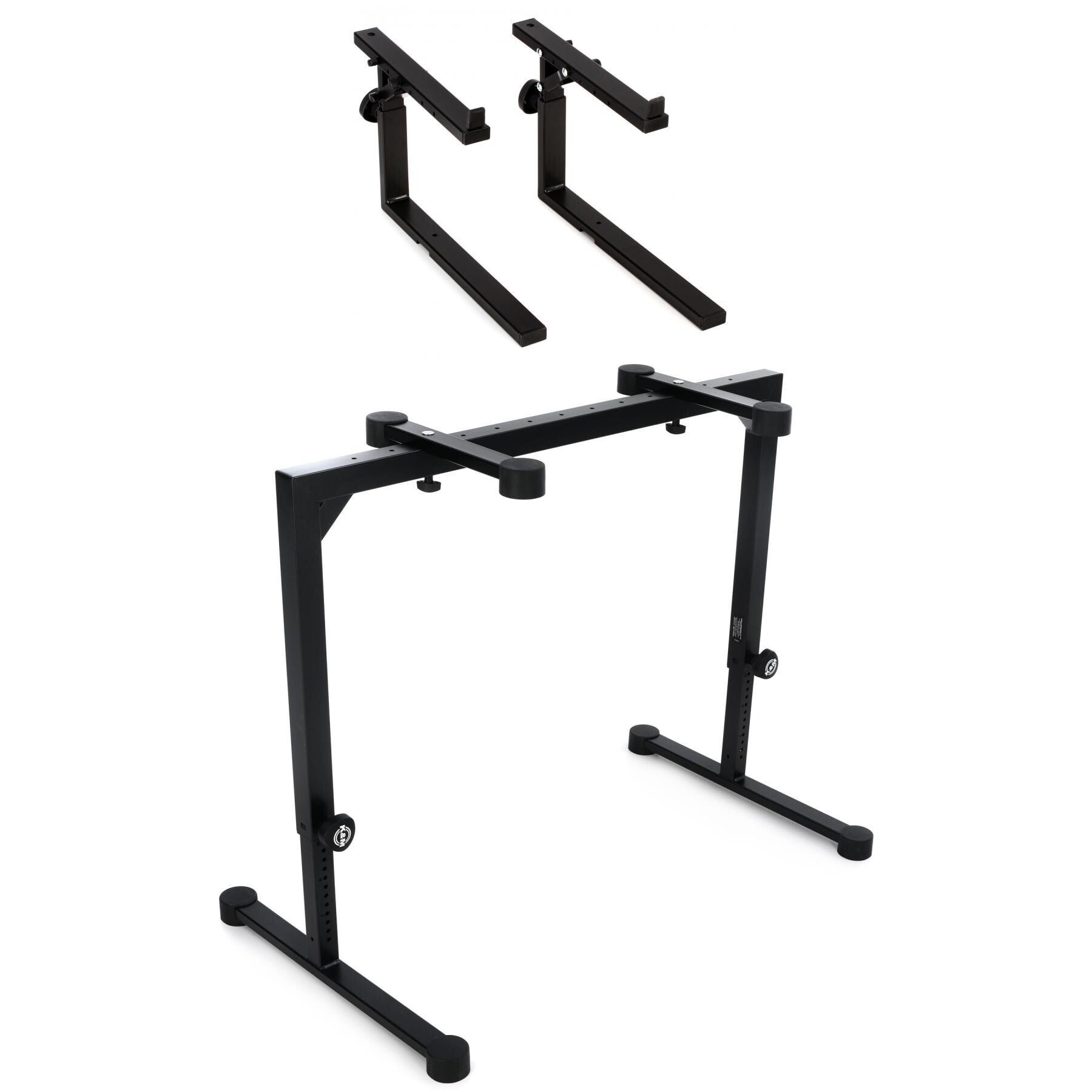 K&M 18810 Omega Table-Style Keyboard Stand 2 Tier Bundle - Black