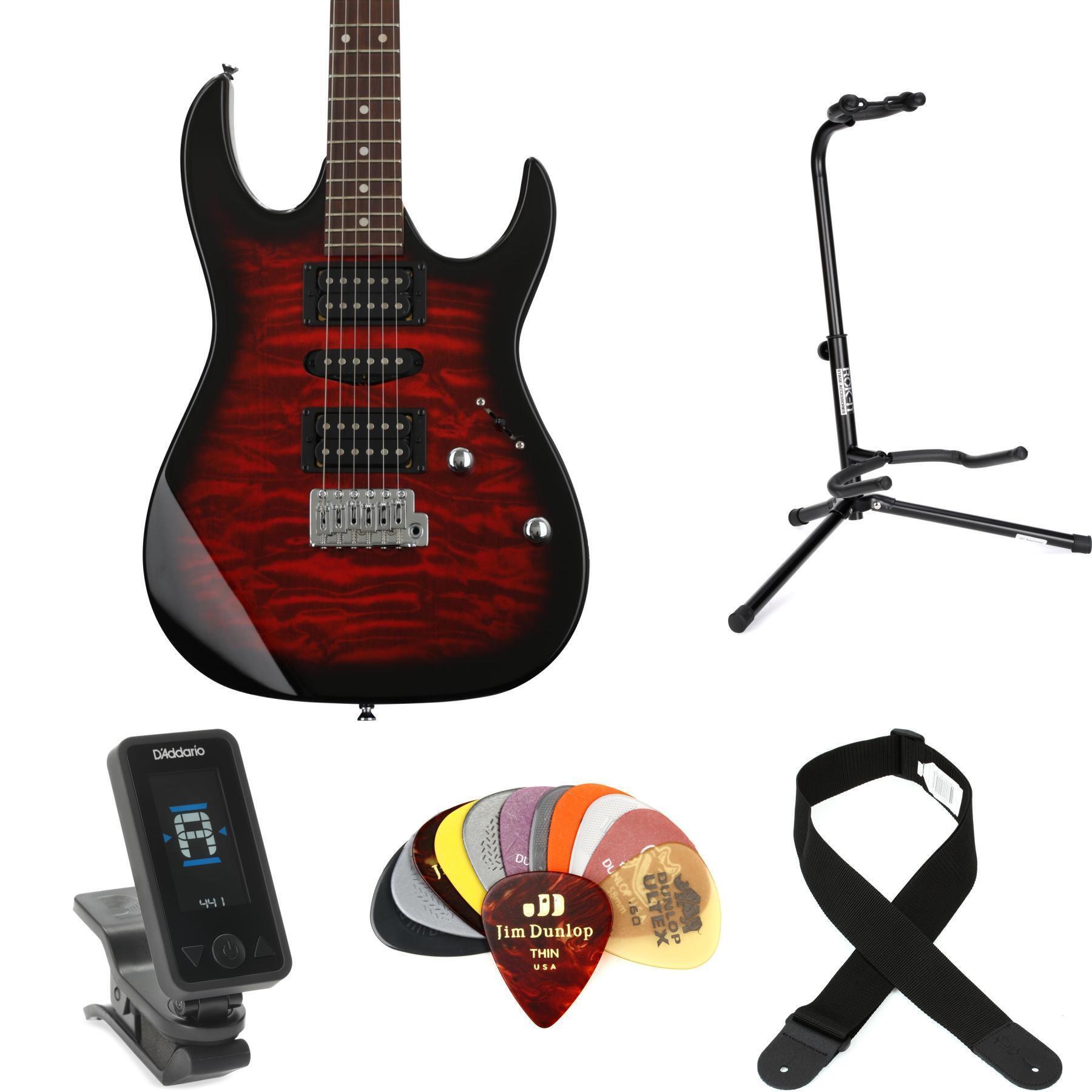 Ibanez Gio GRX70QA Electric Guitar Essentials Bundle - Transparent