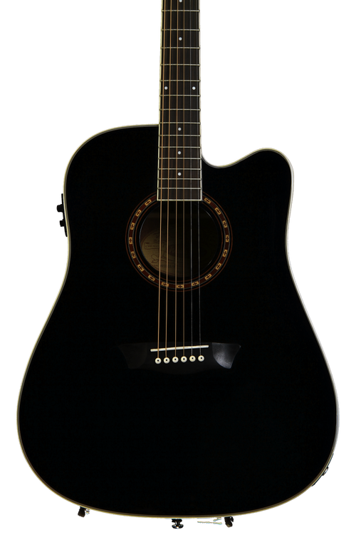 Washburn WD10CEB Dreadnought Cutaway - Black | Sweetwater