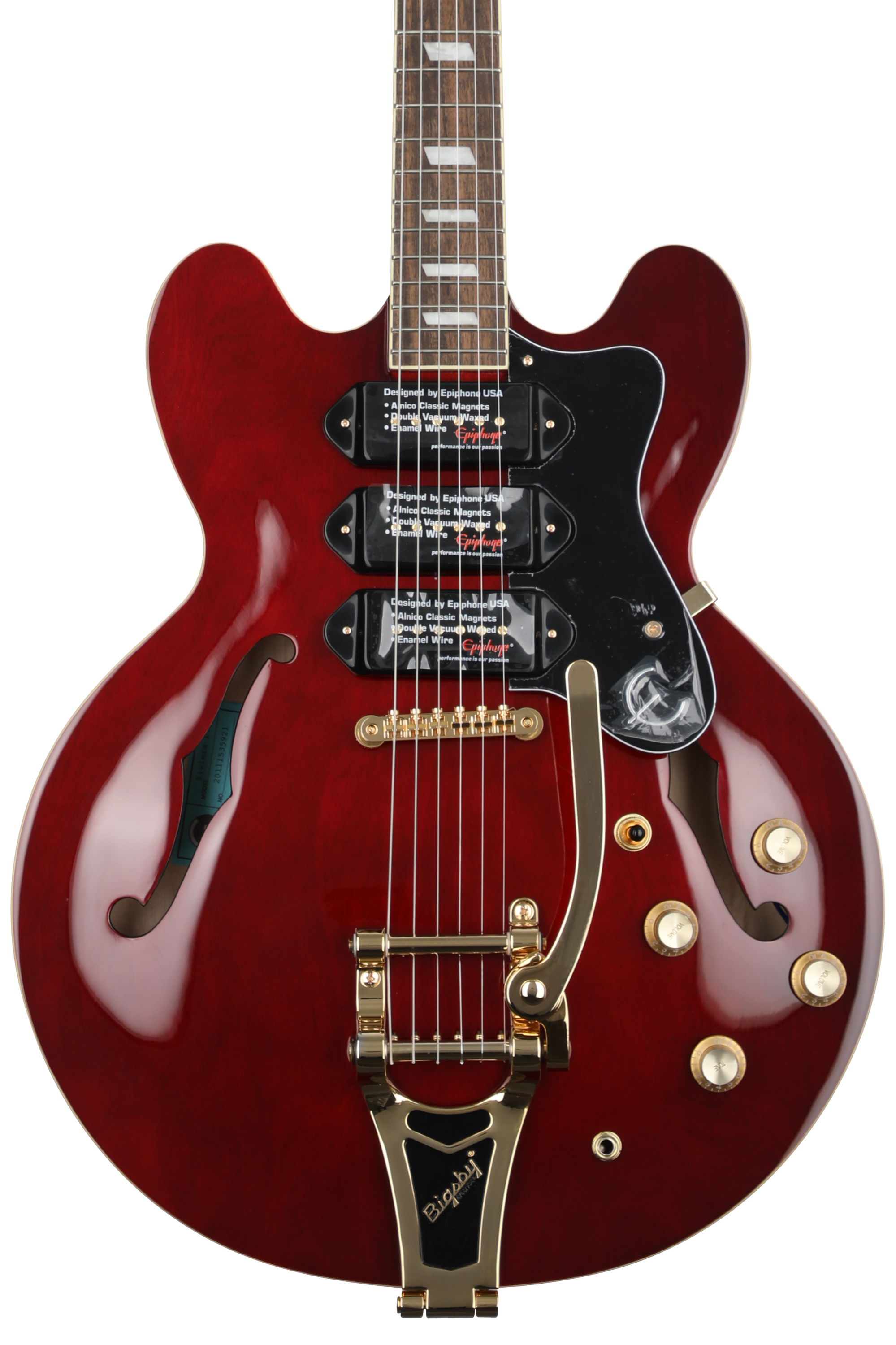Epiphone Riviera Custom P93 Semi-Hollow Electric Guitar - Wine Red