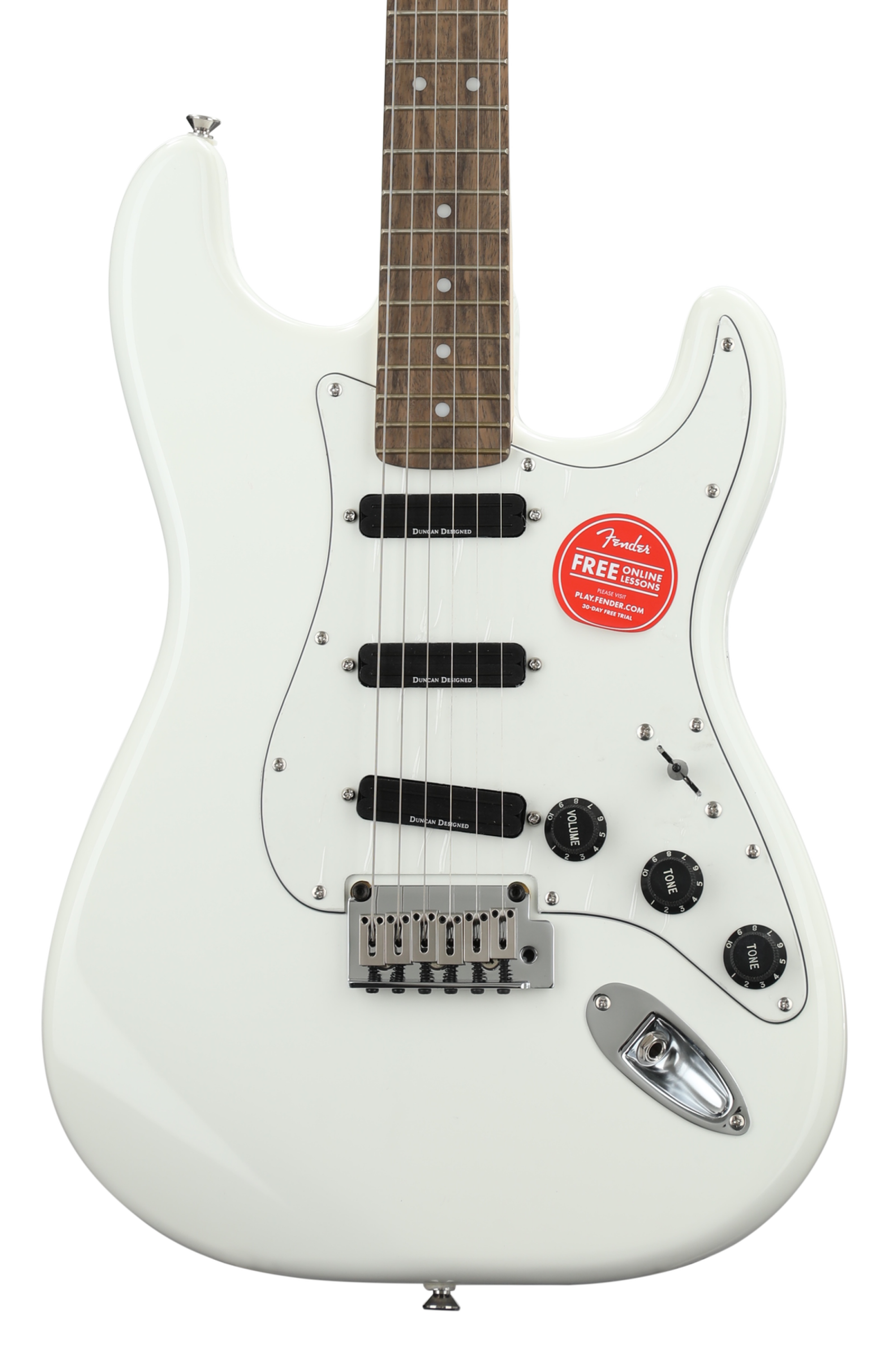 Squier Deluxe Hot Rails Stratocaster - Olympic White w/ Laurel