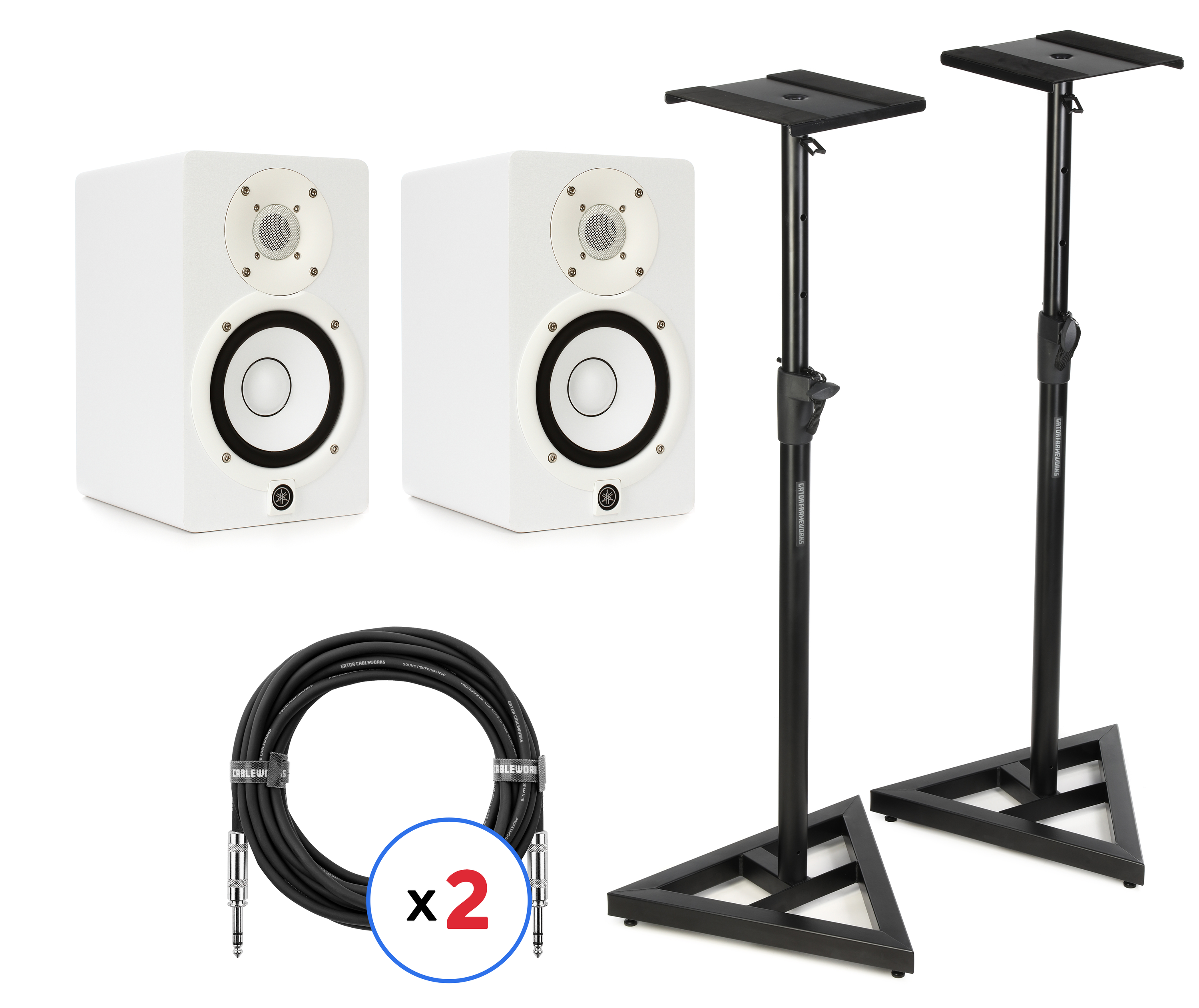 Yamaha HS5 5 inch Powered Studio Monitor Pair with Stands and