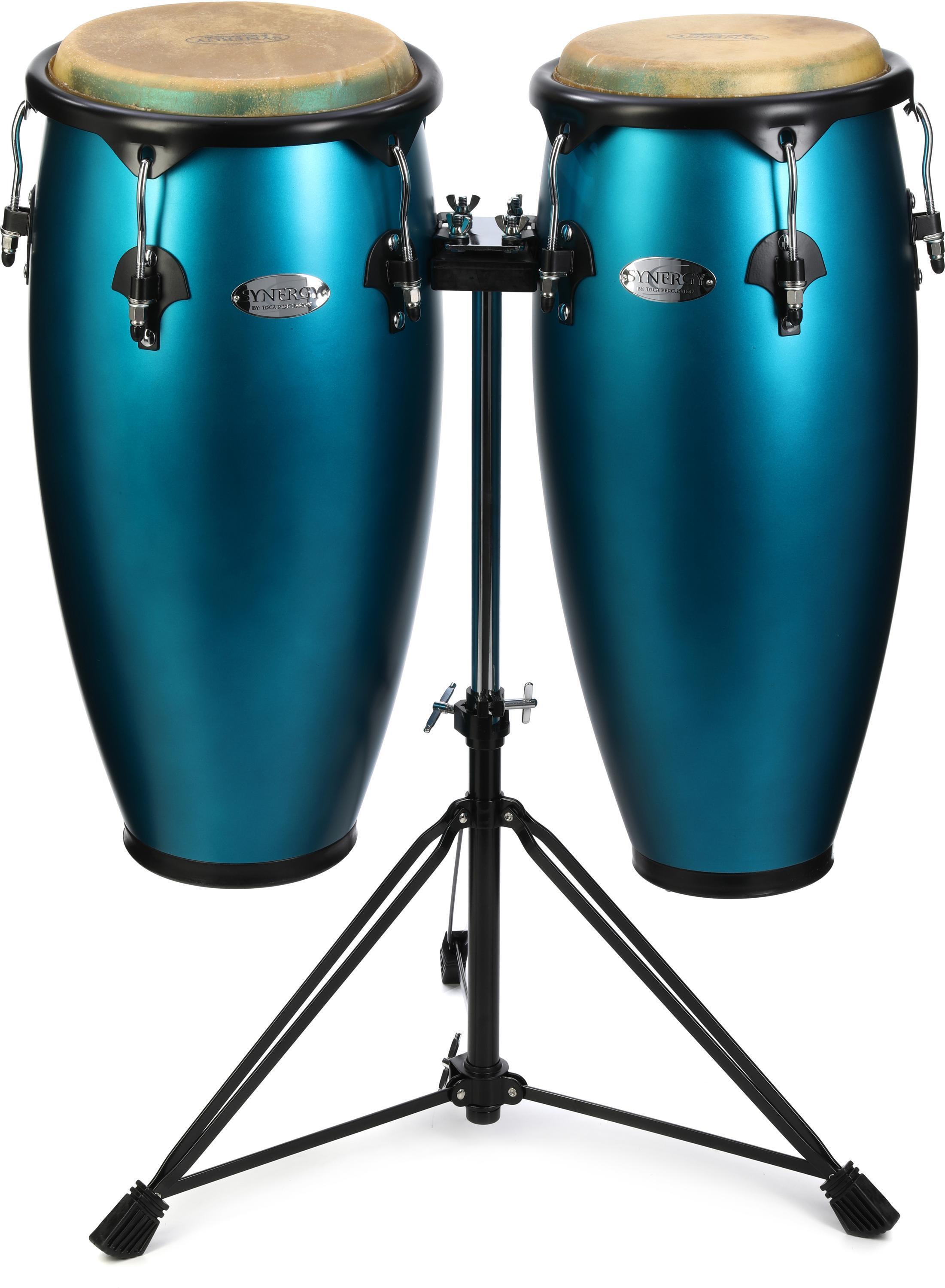 Toca Percussion Synergy Wood Conga Set - Matte Ocean Blue | Sweetwater