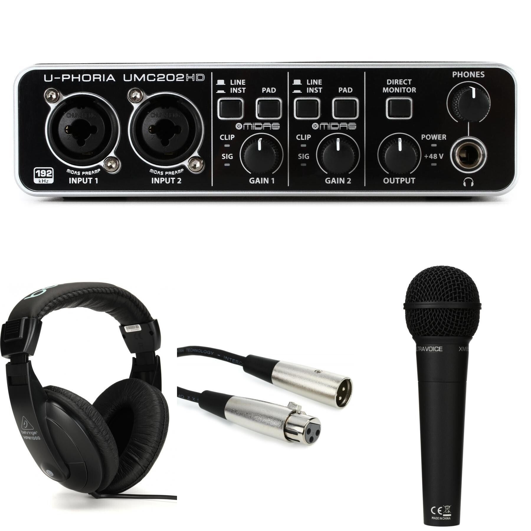 Behringer U-Phoria UMC202HD USB Audio with Dynamic Vocal