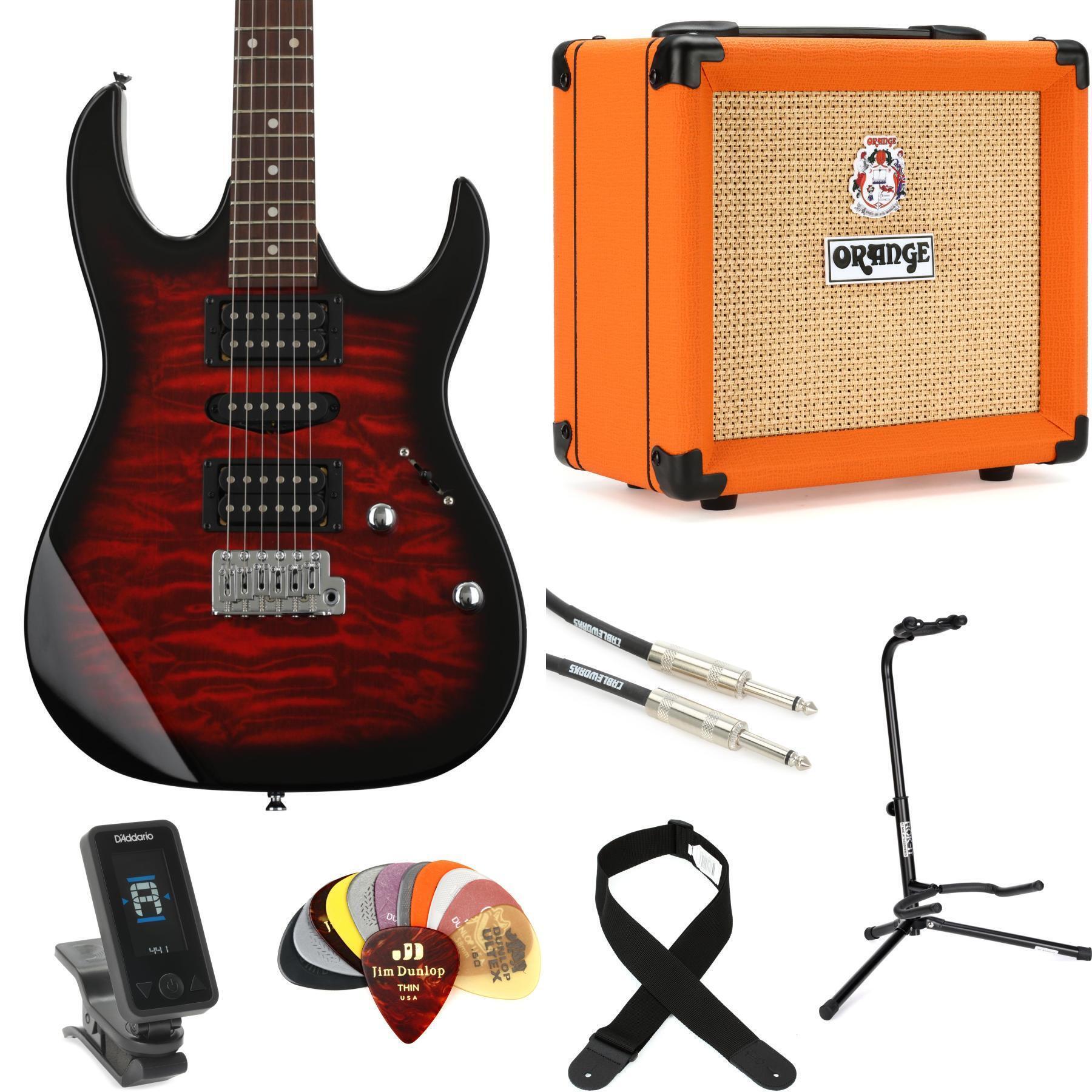 Ibanez Gio GRX70QA Electric Guitar and Orange Crush 12 Amp