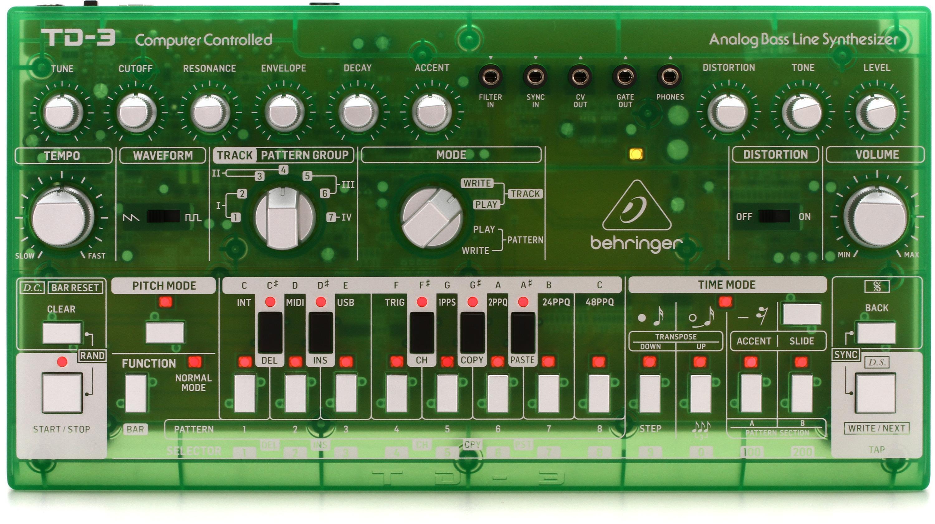 Behringer TD-3-LM Analog Bass Line Synthesizer - Lime | Sweetwater