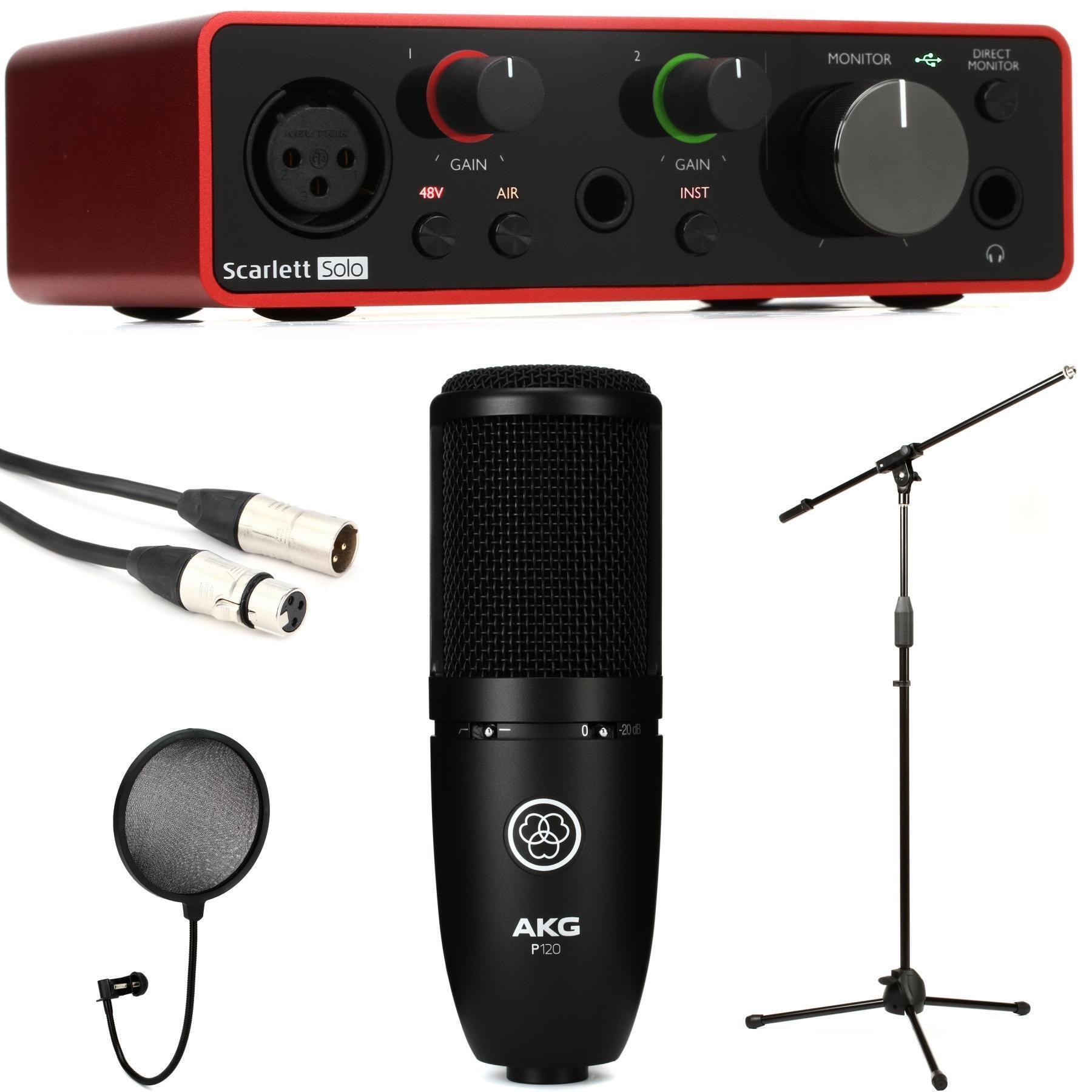 Focusrite Scarlett Solo Gen 3 USB Audio Interface and AKG P120