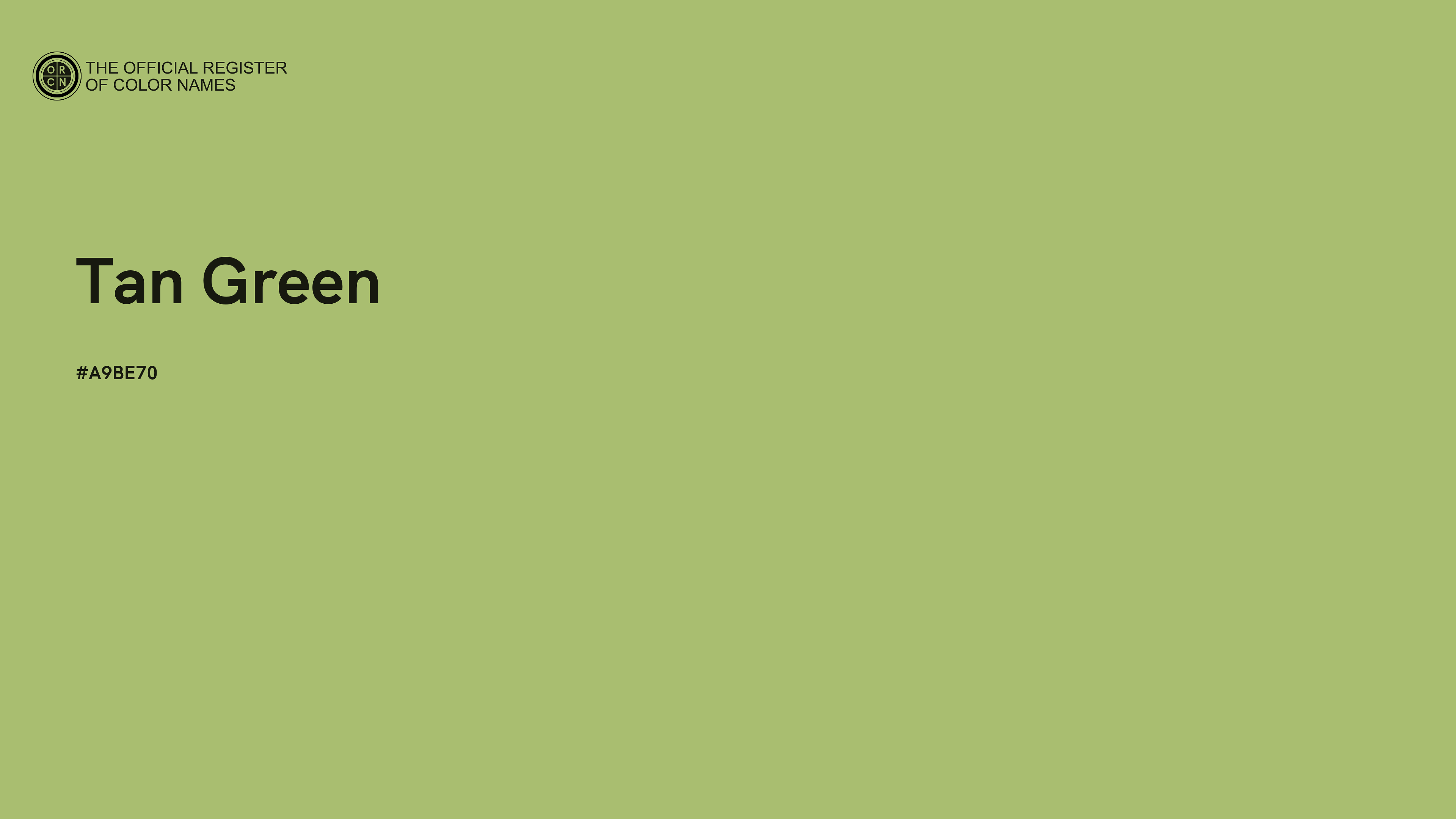 Tan Green color - #A9BE70 - The Official Register of Color Names