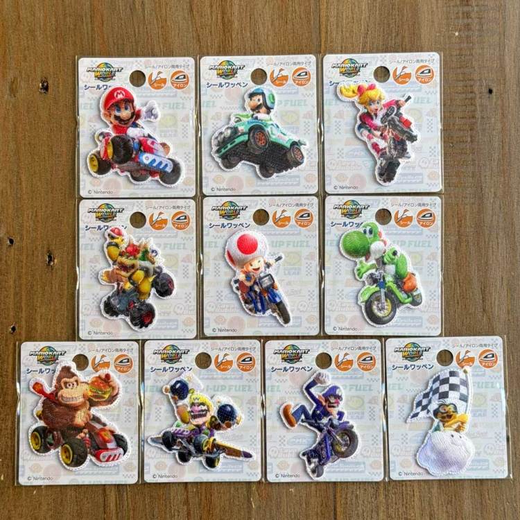 マリオカートワールド シール・アイロン接着両用ワッペン マリオ
