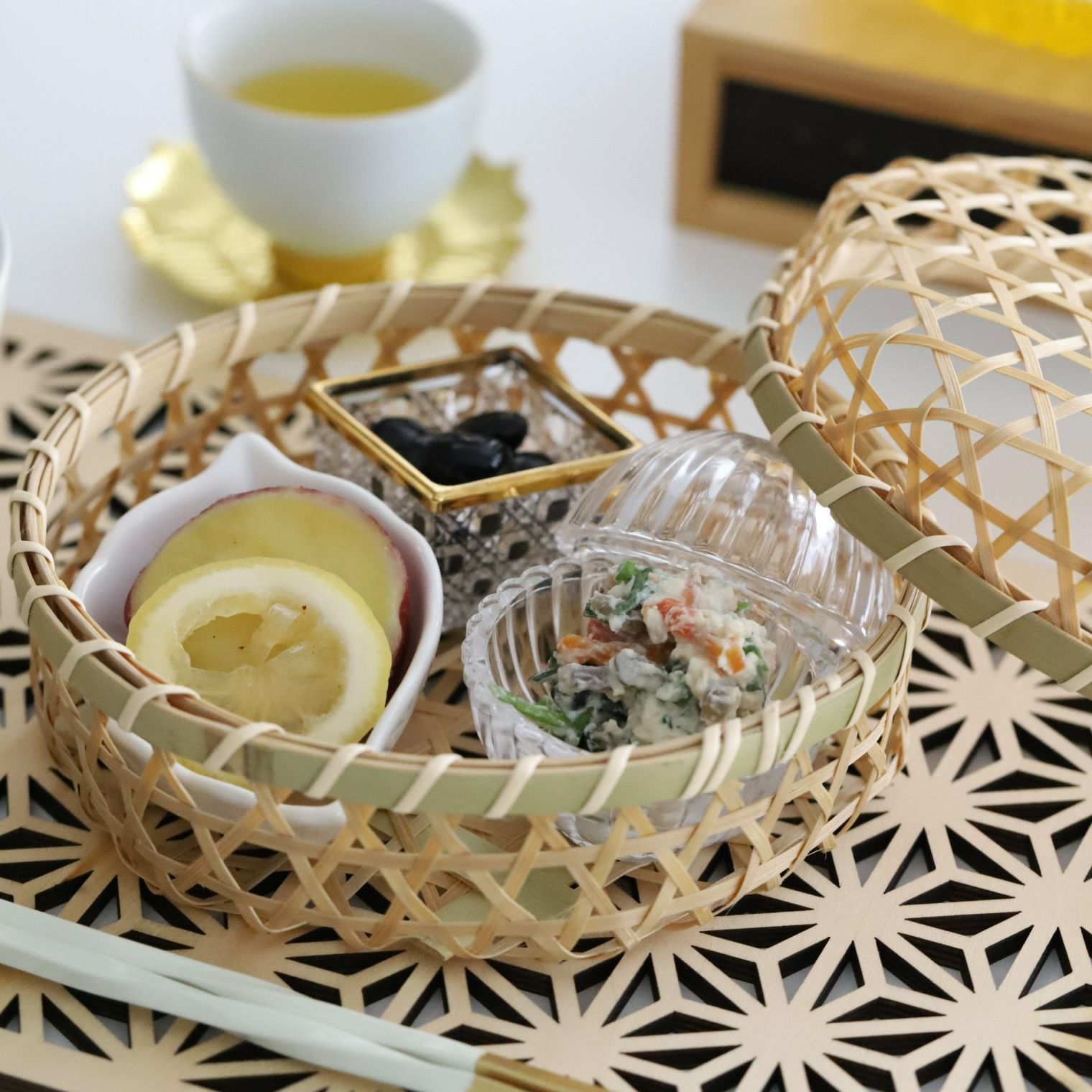 竹製かご お弁当箱丸ラウンド｜M苦楽園｜おしゃれな食器通販サイト｜M