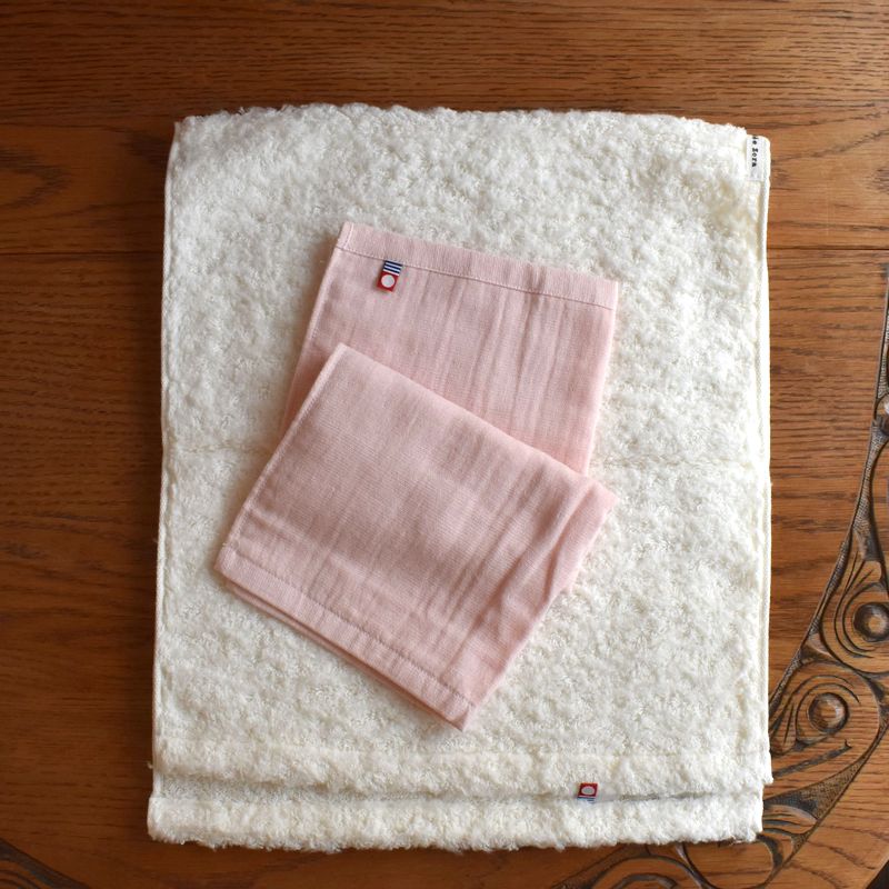 今治タオル_[フェイスタオル＆ピンクのガーゼハンドタオルセット_名