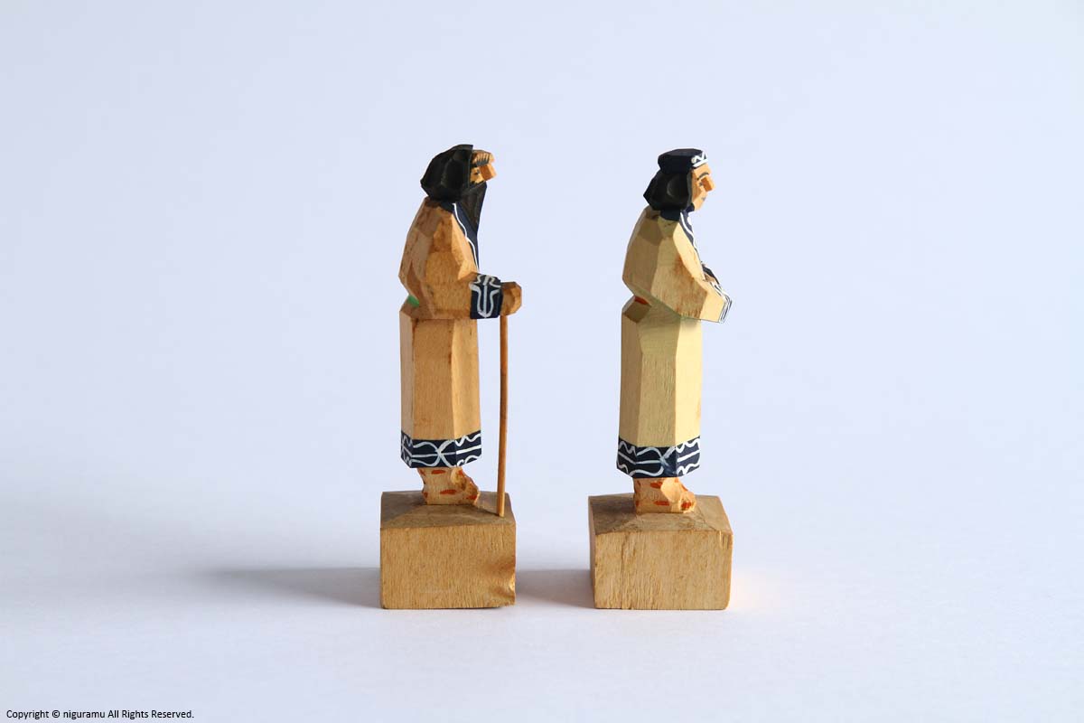 農民美術 アイヌの木彫り風俗人形 男女 | 民藝朋友