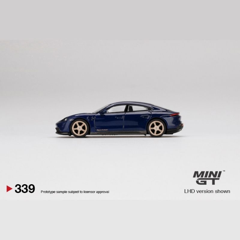 MINI GT Porsche Taycan Turbo S Gentian Blue Metallic - MINIATURE