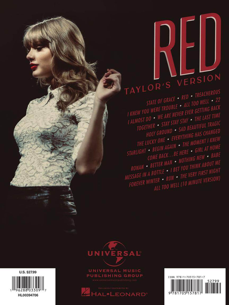 HAL LEONARD 00394706 Taylor Swift - Red (Taylor's Version) Piano