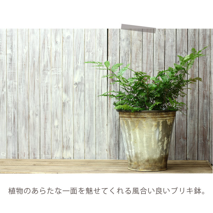 アンティーク風、植木鉢カバー（ブリキ）｜8号鉢向け：e-花屋さん