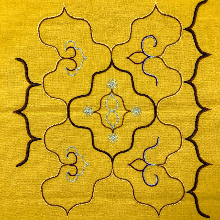 アイヌ文様刺繍入り タペストリー イエロー | 北海道白老町 | 三越