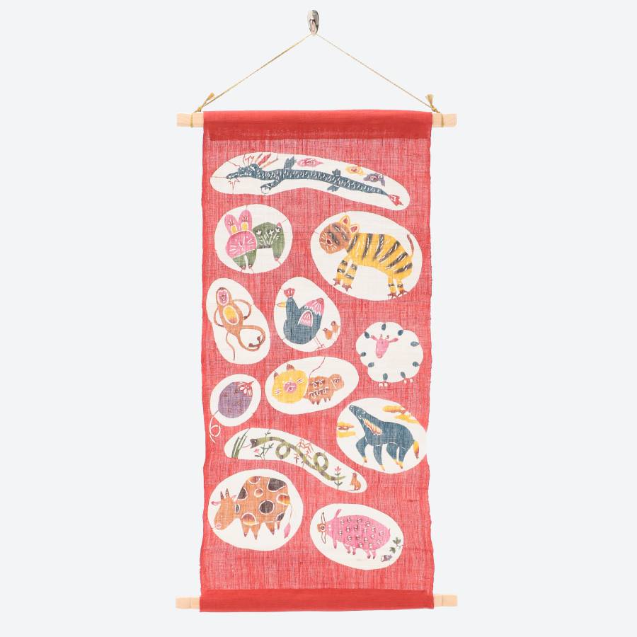 琉球びんがた】季節の紅型タペストリー「干支」 | 沖縄県今帰仁村