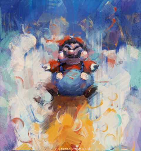 スーパーマリオワールド」をテーマに描かれた、油絵テイストなアート