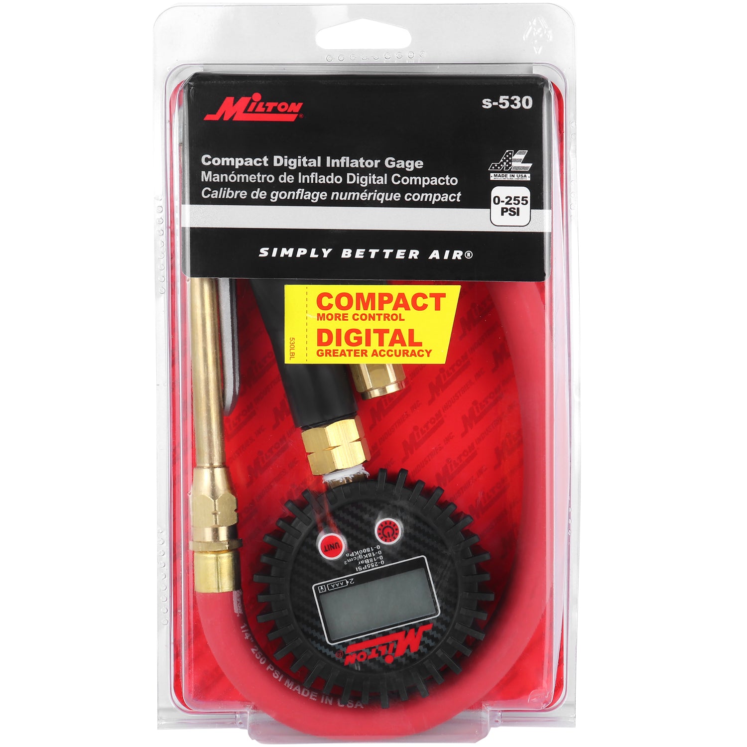 Milton S-530 Compact Digital Tire Inflator with Pressure Gauge