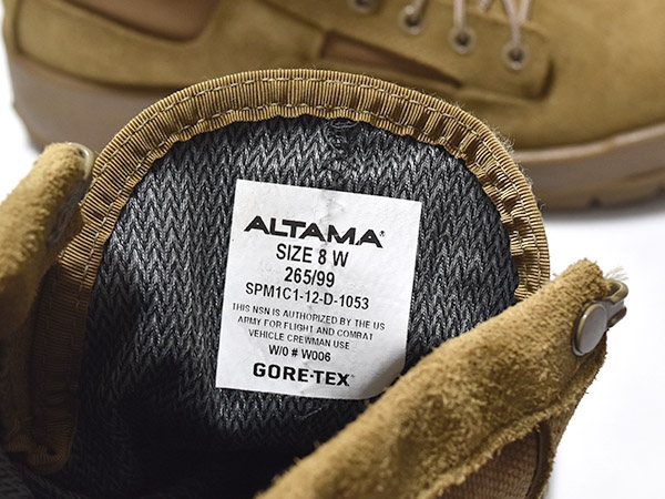 米軍実物 官給品 ALTAMA コンバットブーツ ゴアテックス コヨーテ 8W