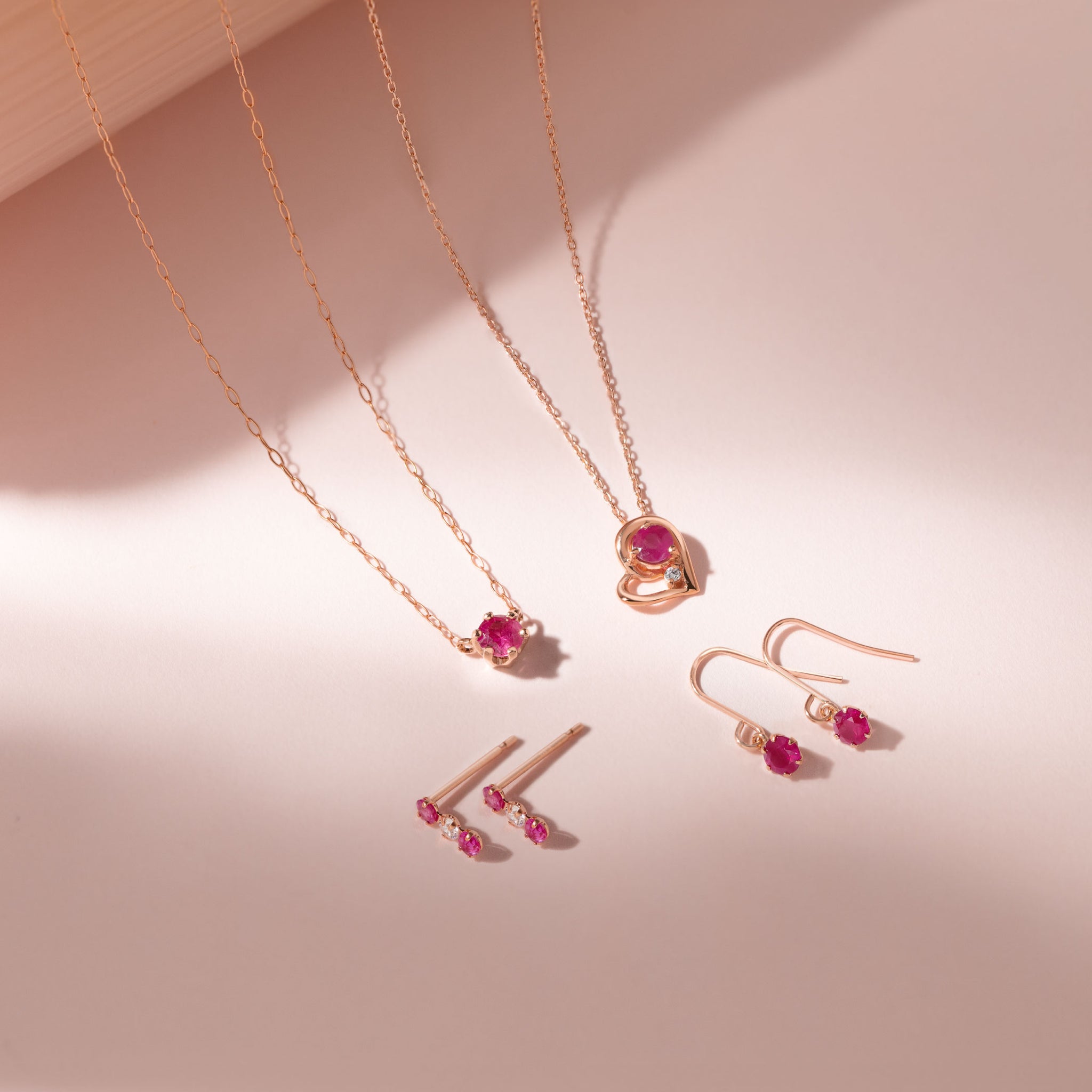 WEB限定】7月誕生石 K18 ピンクゴールド ルビー ネックレス