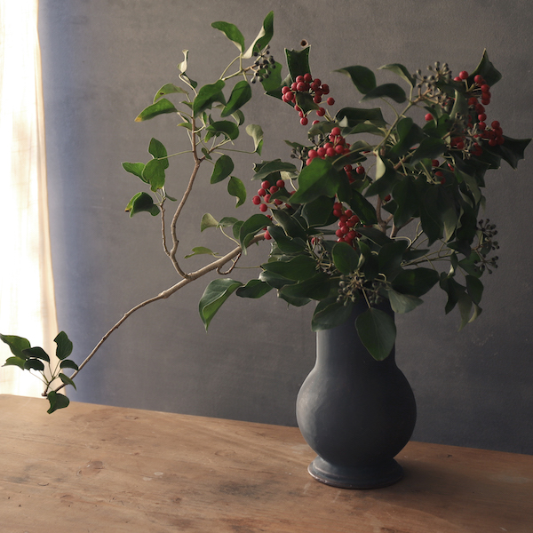 flower vase [藍墨茶] | MISHIM POTTERY CREATION