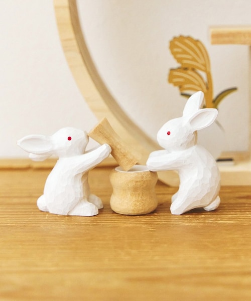 WEB限定商品》木彫りの餅つきうさぎ／お月見｜サリュの通販｜&mall