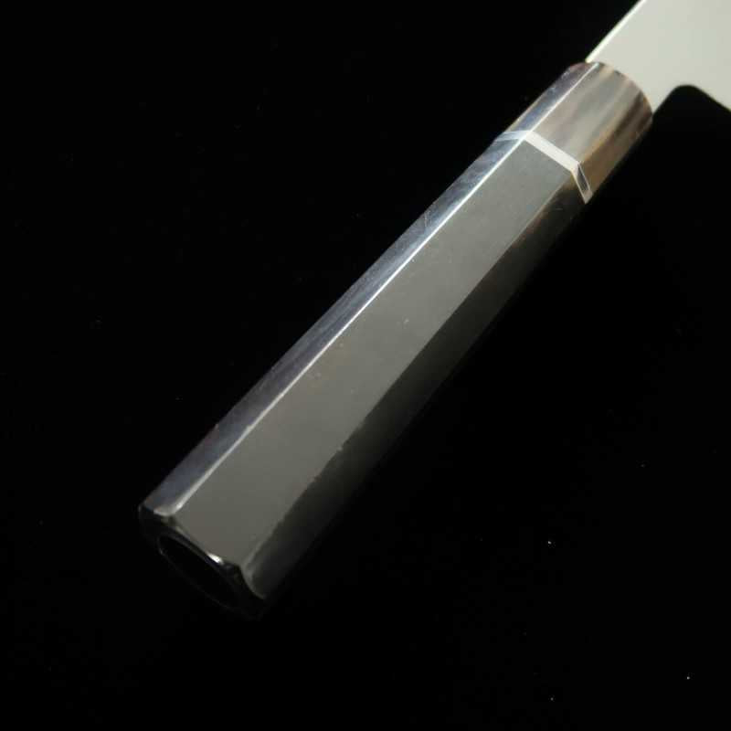 酔心 SUISIN 白鋼 本焼 和牛刀 総鏡面仕上げ 黒檀八角銀線一本柄