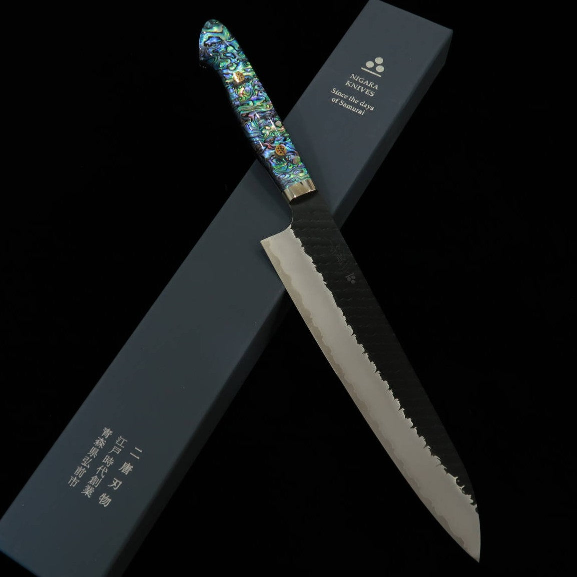 二唐刃物製造所 NIGARA 牛刀 SG2 黒打鎚目 螺鈿柄 (210/240mm) – 三浦