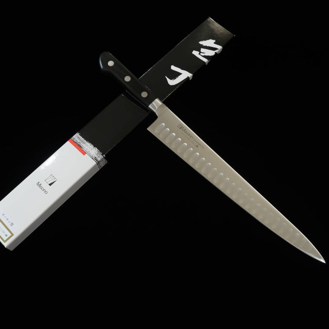 ミソノMISONO モリブデン鋼 筋引 サーモン型 黒合板柄 （240/270mm