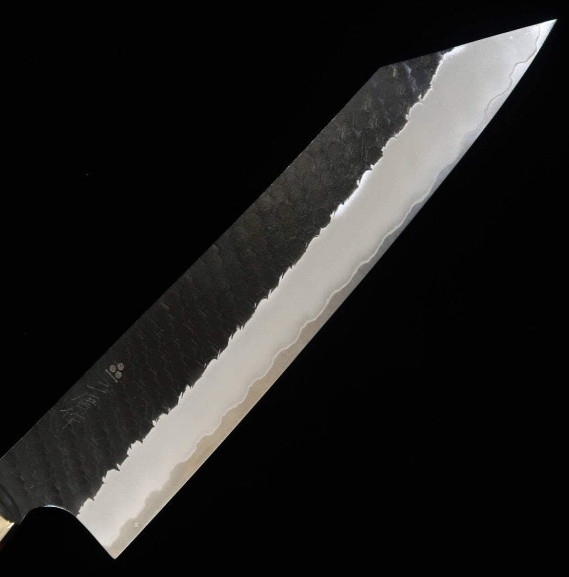 二唐刃物鍛錬所NIGARA 切付牛刀 SG2 黒打 槌目 アイアンウッドハンドル