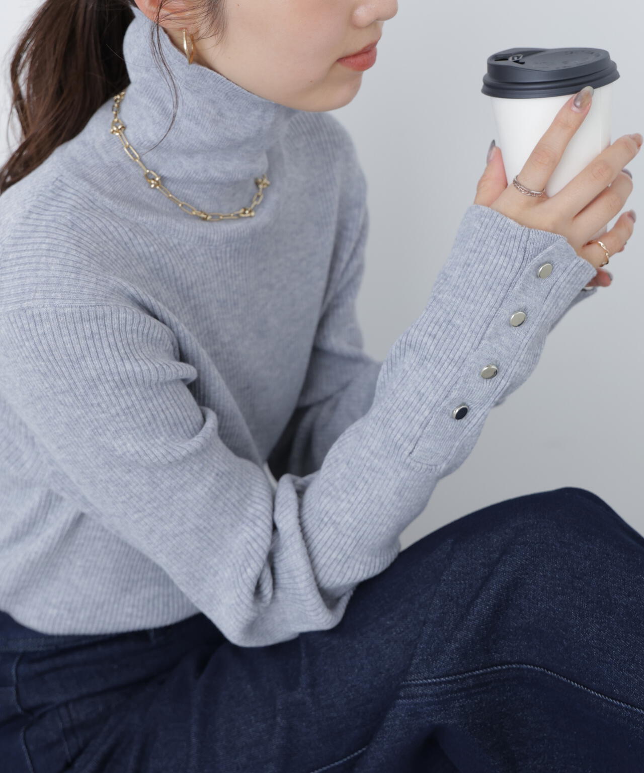 MFM】袖金ボタンリブタートルニット | FREE'S MART（フリーズマート