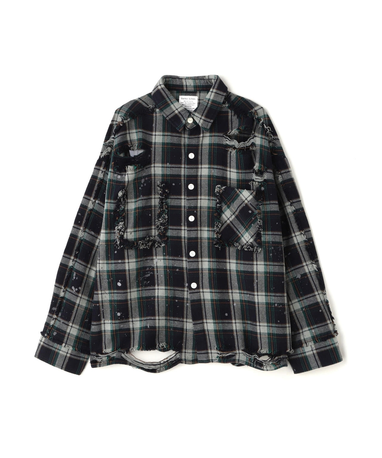 DankeSchon/ダンケシェーン/PIGMENT DAMAGE FLANNEL CHECK LONG SLEEVE