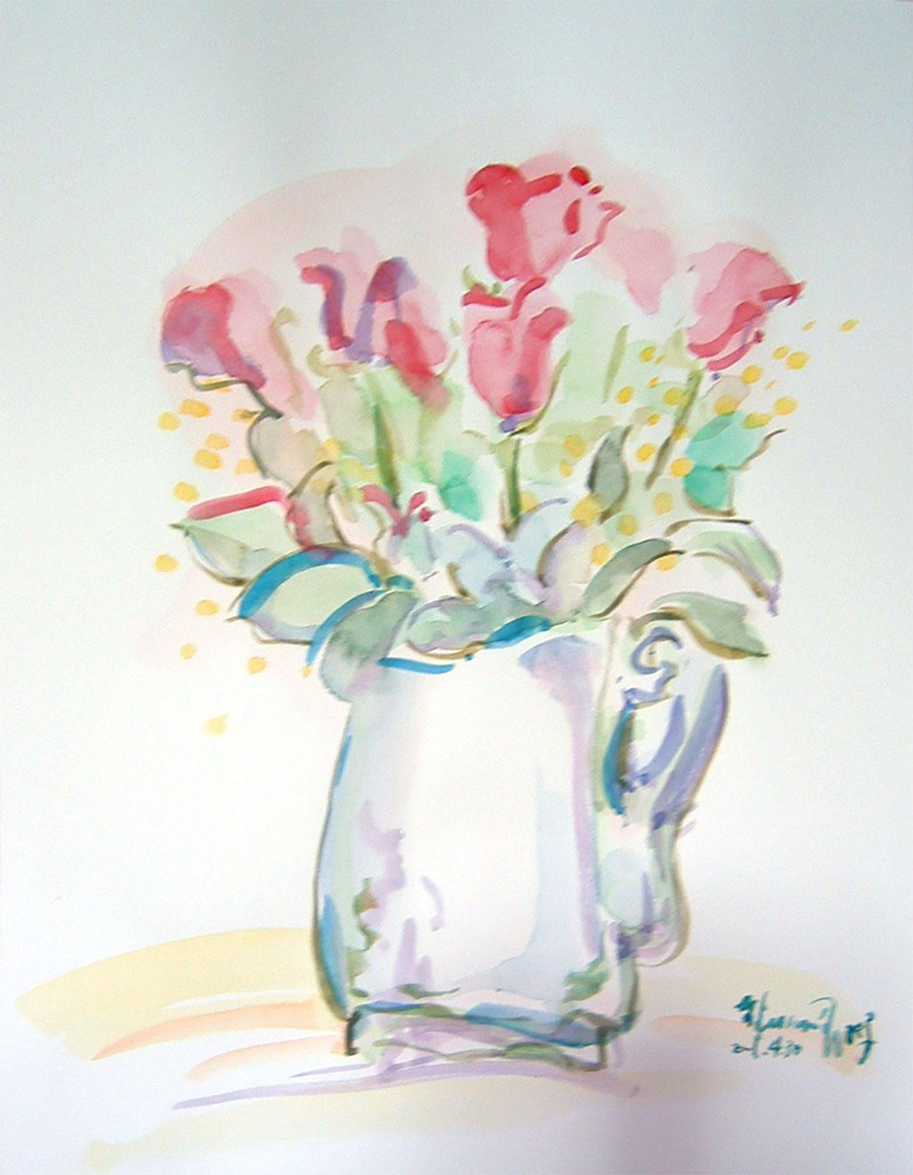 絵画～癒される花の絵＊水彩画＊水彩半抽象画～ semi-abstract flowers