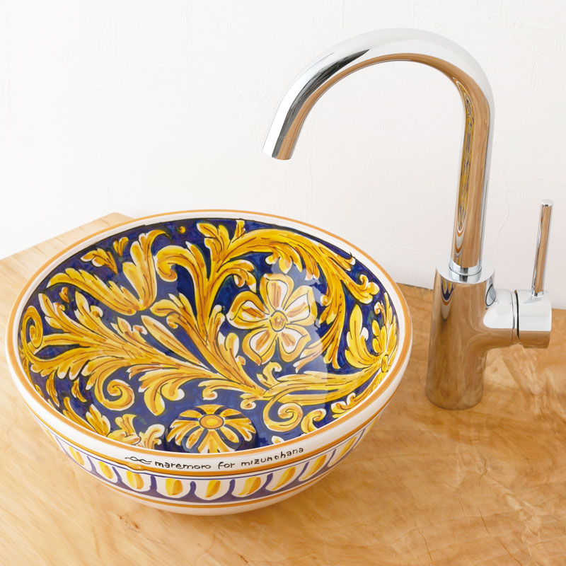 洗面ボウル シチリア陶器 H-BS008O｜おしゃれな洗面ボウル(洗面器)通販