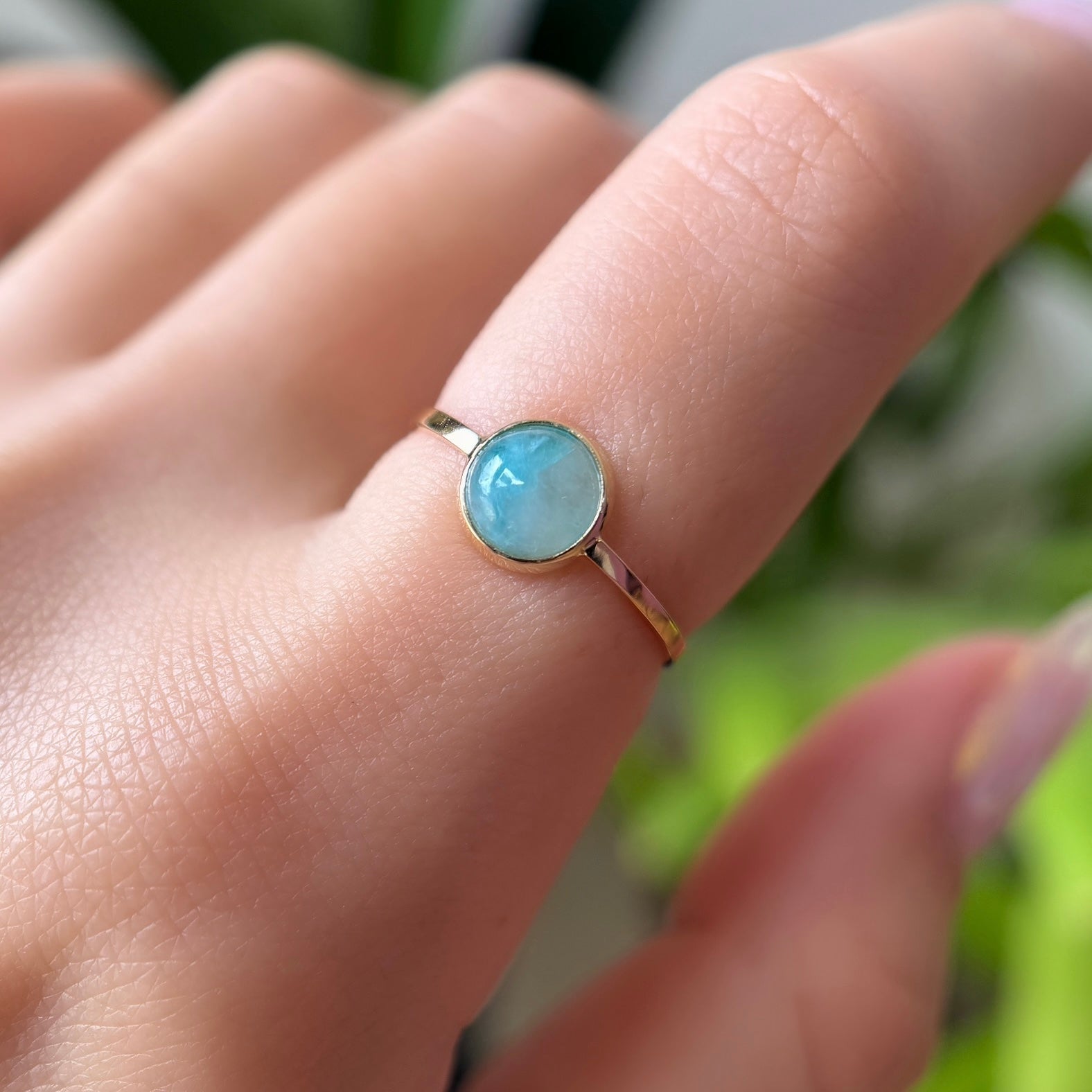 一点物】K18パライバトルマリンインクォーツリング14号G