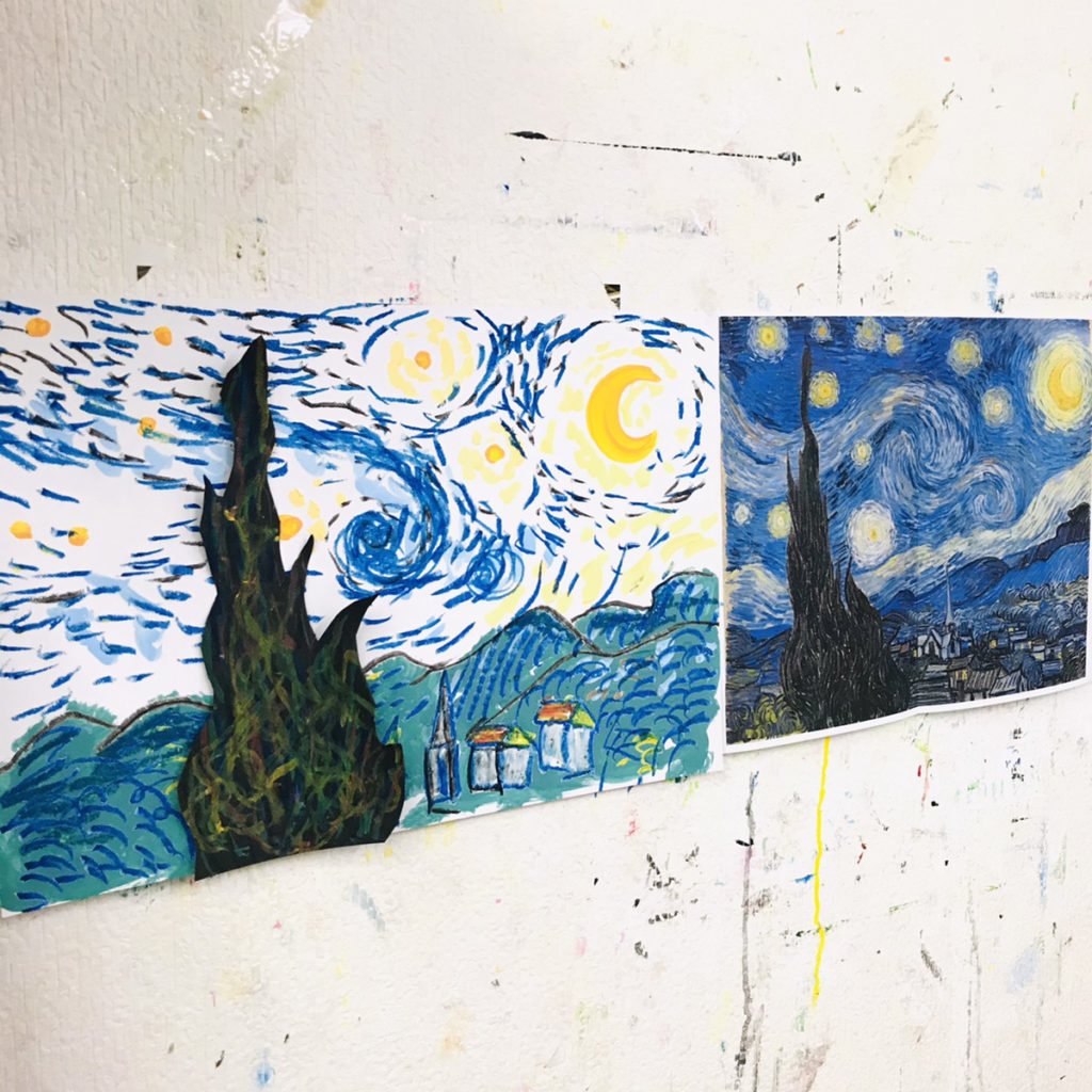 ゴッホの代表作「星月夜」に子供たちが挑戦しました！ | 大阪の絵画