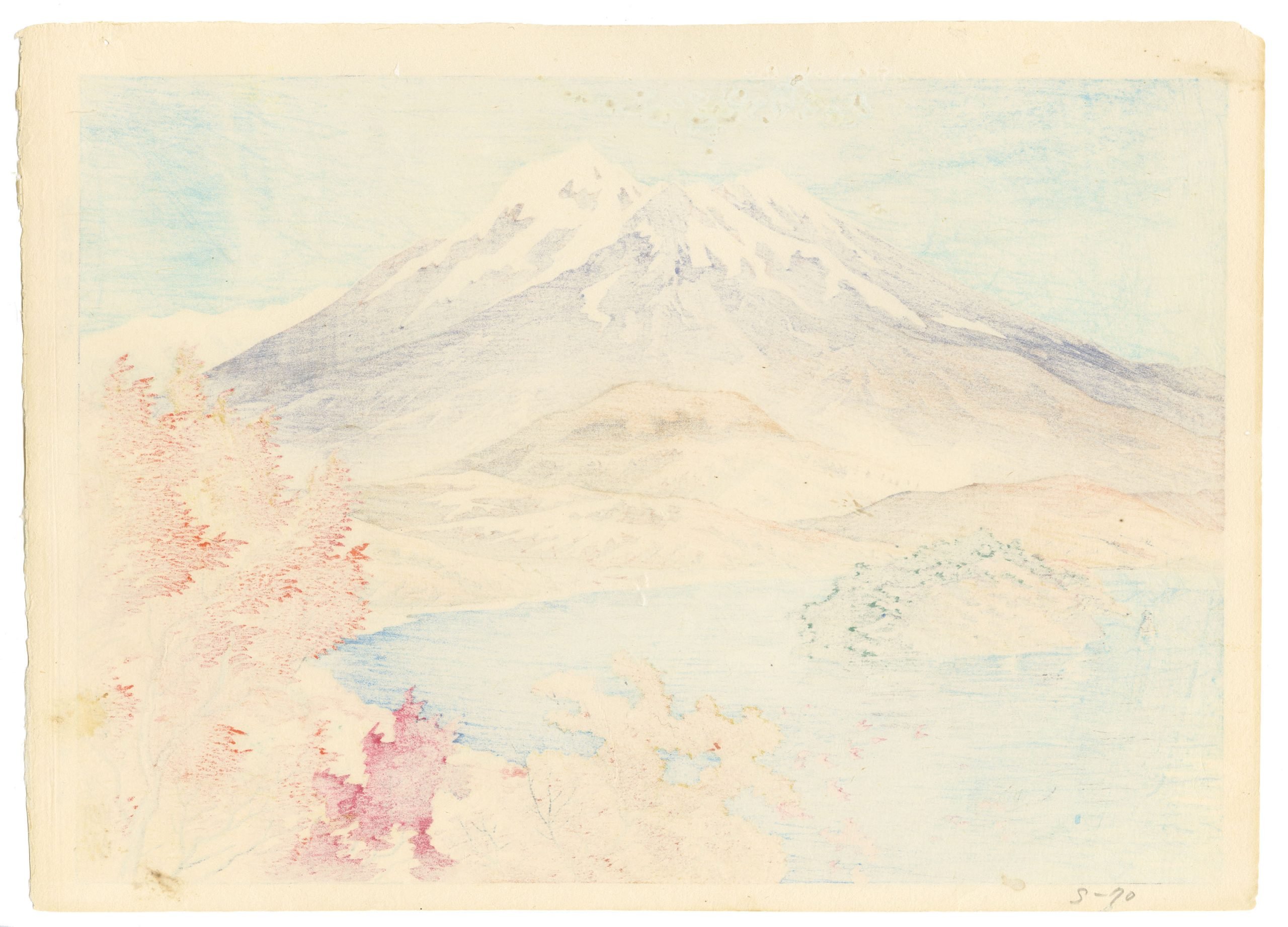 信濃十景 伊東深水 茂尻湖の秋