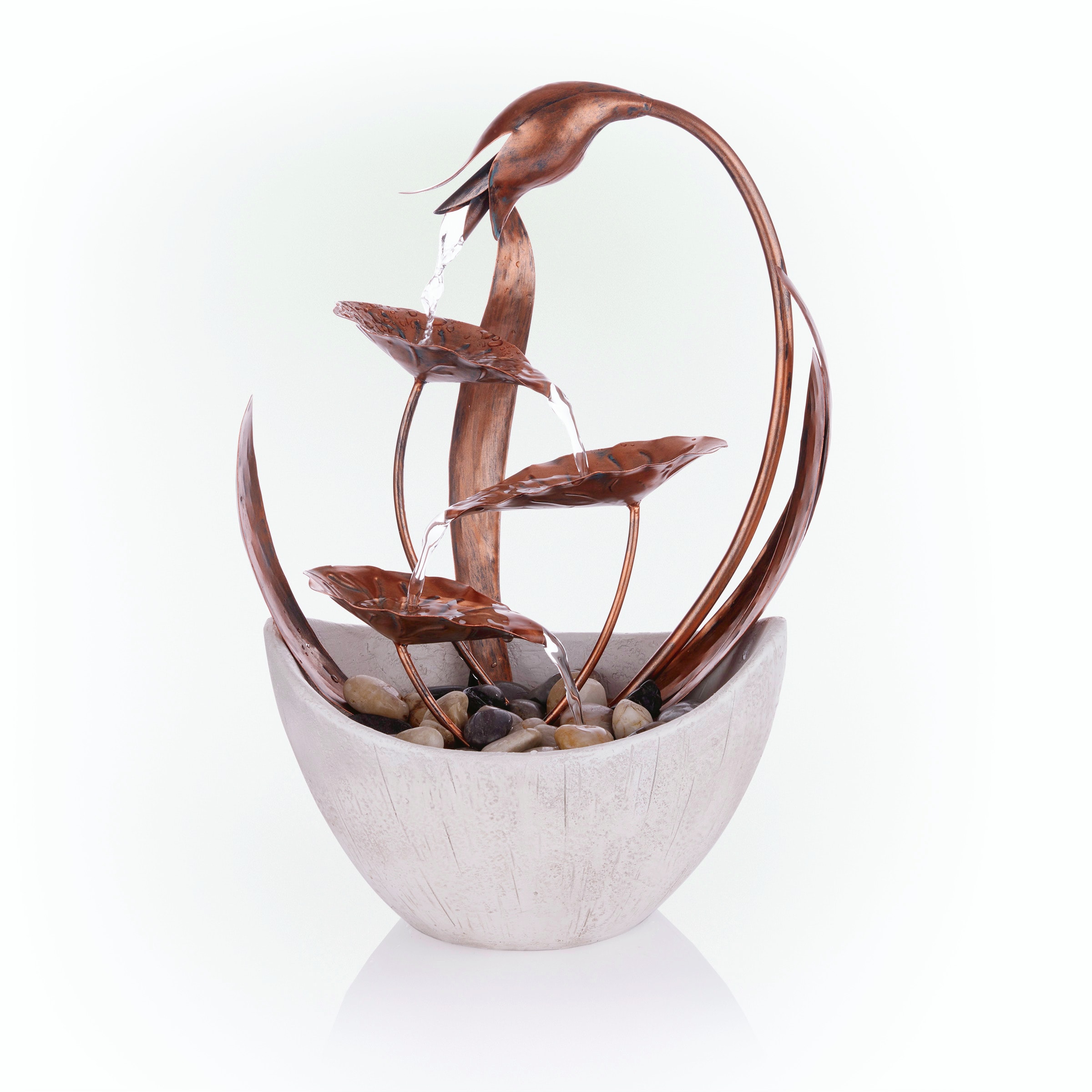 Alpine Corporation 15-in Metal Tabletop Indoor Fountain ZEN918 at