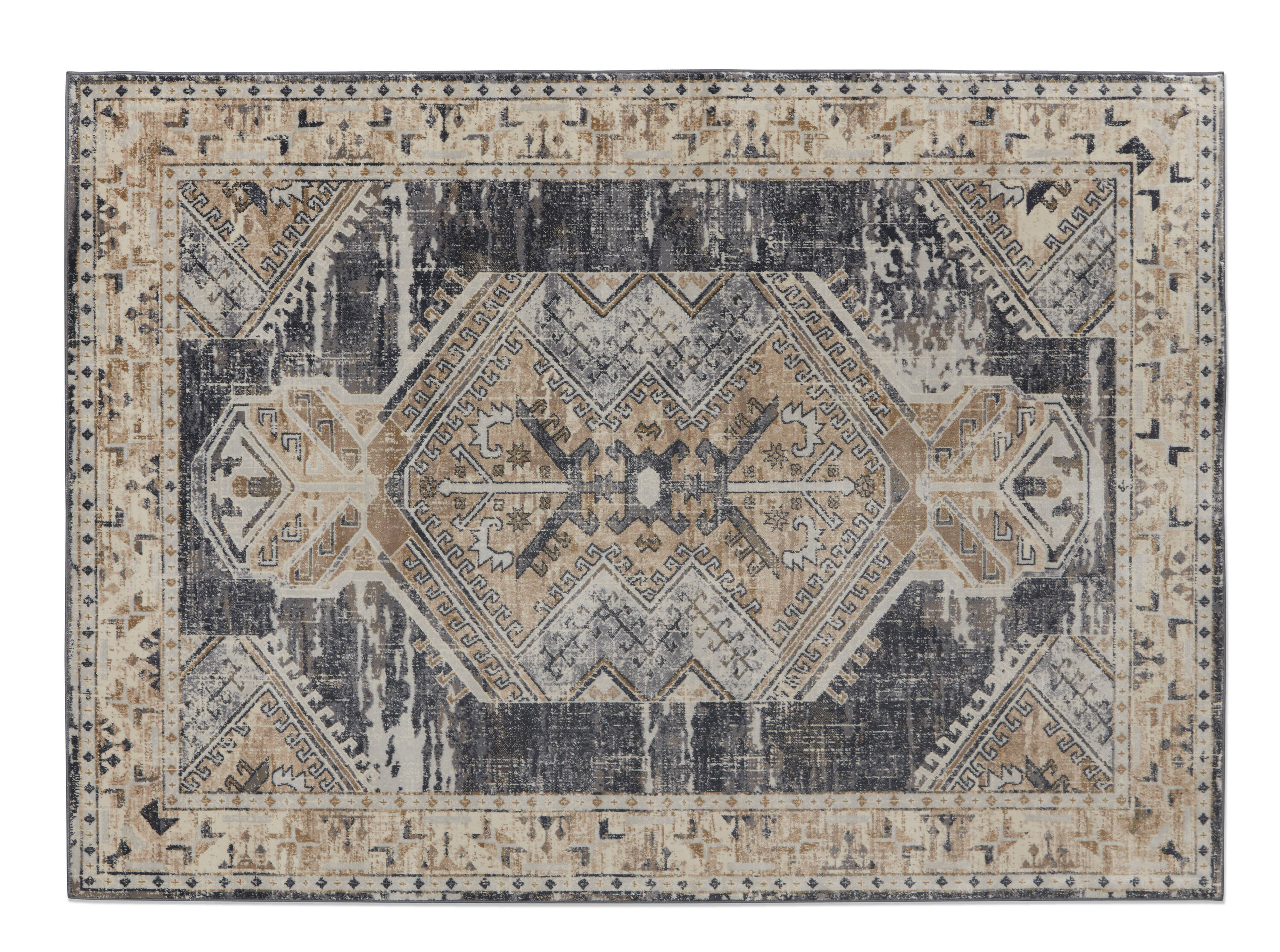 allen + roth with STAINMASTER Lydia 5 X 7 (ft) Blue-ivory Indoor