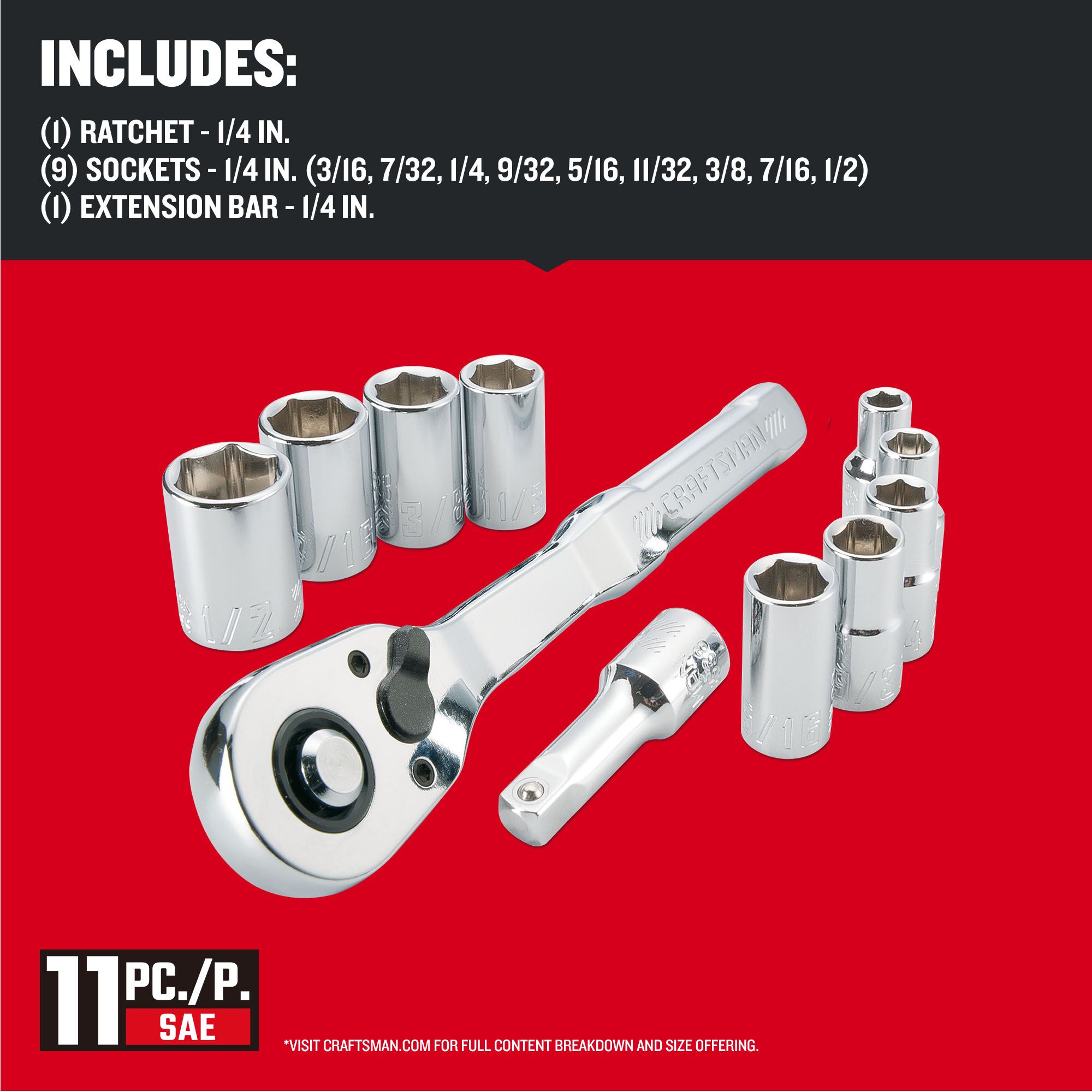 CRAFTSMAN 11-Piece Standard (SAE) Polished Chrome Mechanics Tool