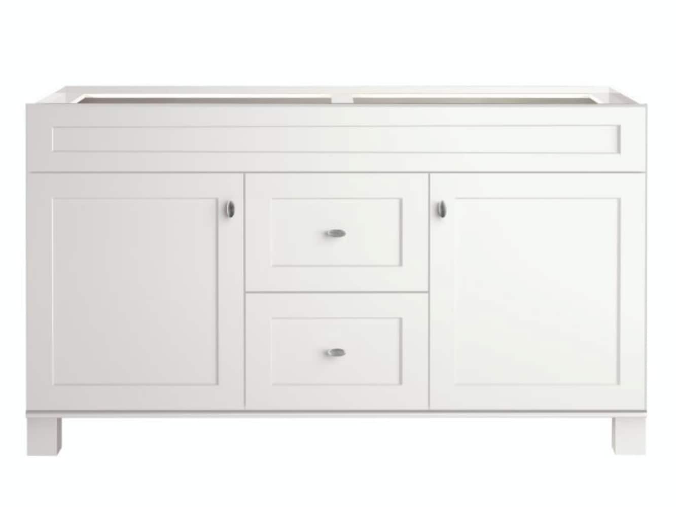 Diamond NOW Palencia 60-in White Bathroom Vanity Base Cabinet