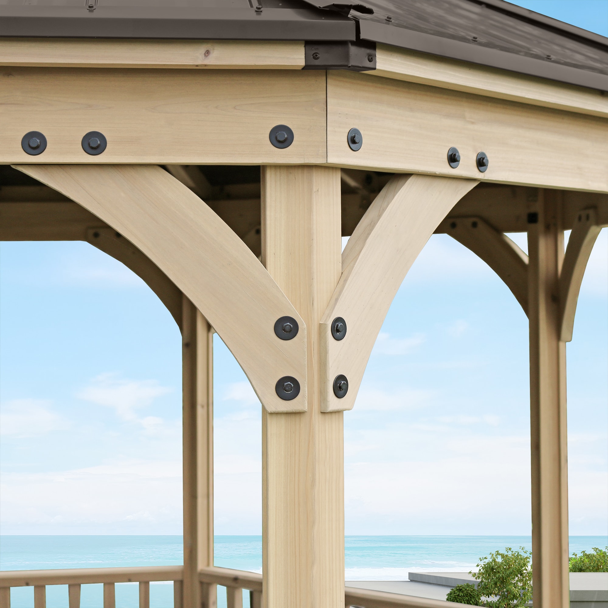 Yardistry 12-ft x 12-ft Meridian Octagon Coffee Brown Wood