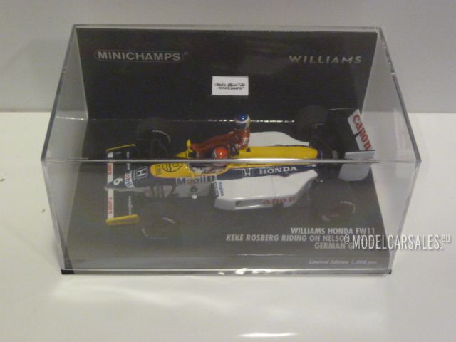 Williams Honda FW11 #6 F1 German GP Keke Rosberg riding on Nelson