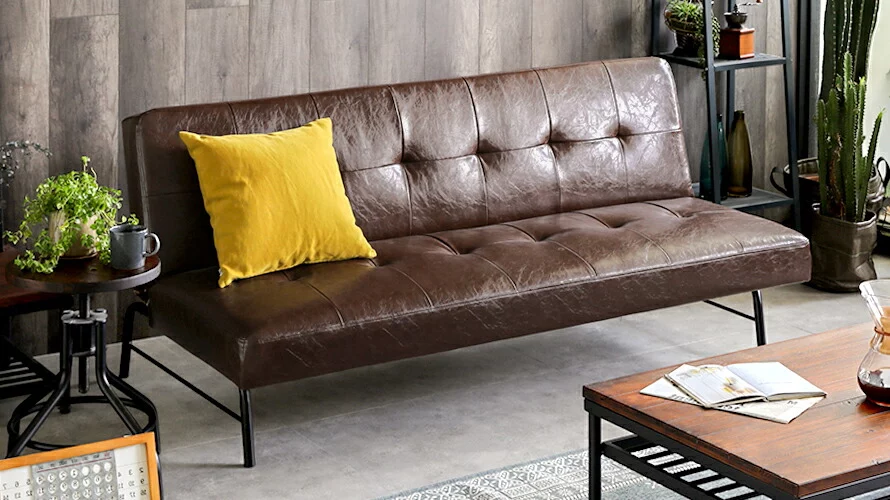 幅175cm] 3人掛けレザーソファーベッド リクライニング機能 スマート