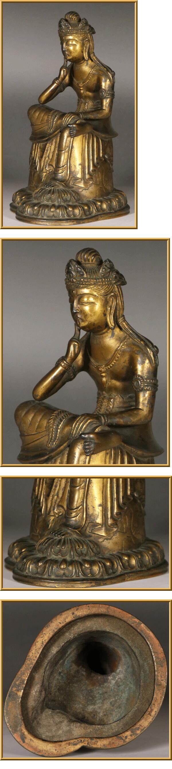 名品 金銅弥勒菩薩半跏思惟像 白鳳時代 小金銅仏 銅造鍍金