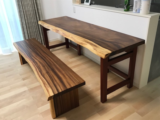 モンキーポッド カウンターテーブルをお届けしました | 木創庵 店長ブログ